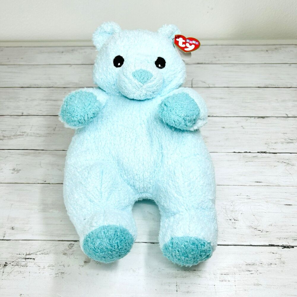 Ty Baby Pillow Pals Bearbaby Vintage Blue Bear Plush Rattle 12" NWT 2001
